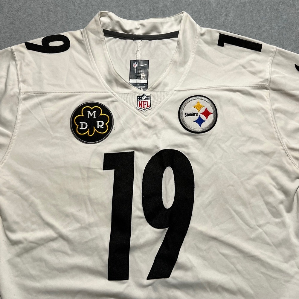 STITCHED NFL NIKE Men’s White and Black STEELERS Jersey
